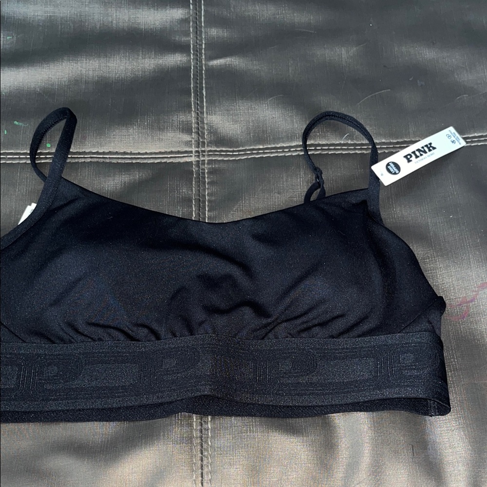PINK Victoria's Secret Black sport bra. Light support. New with tags